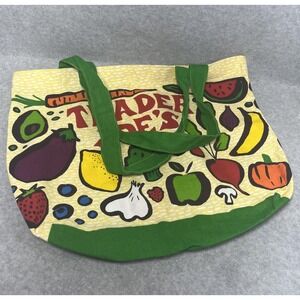 Trader Joes Reusable Grocery Tote Bag Veggie Print Canvas Fun Shopper Market